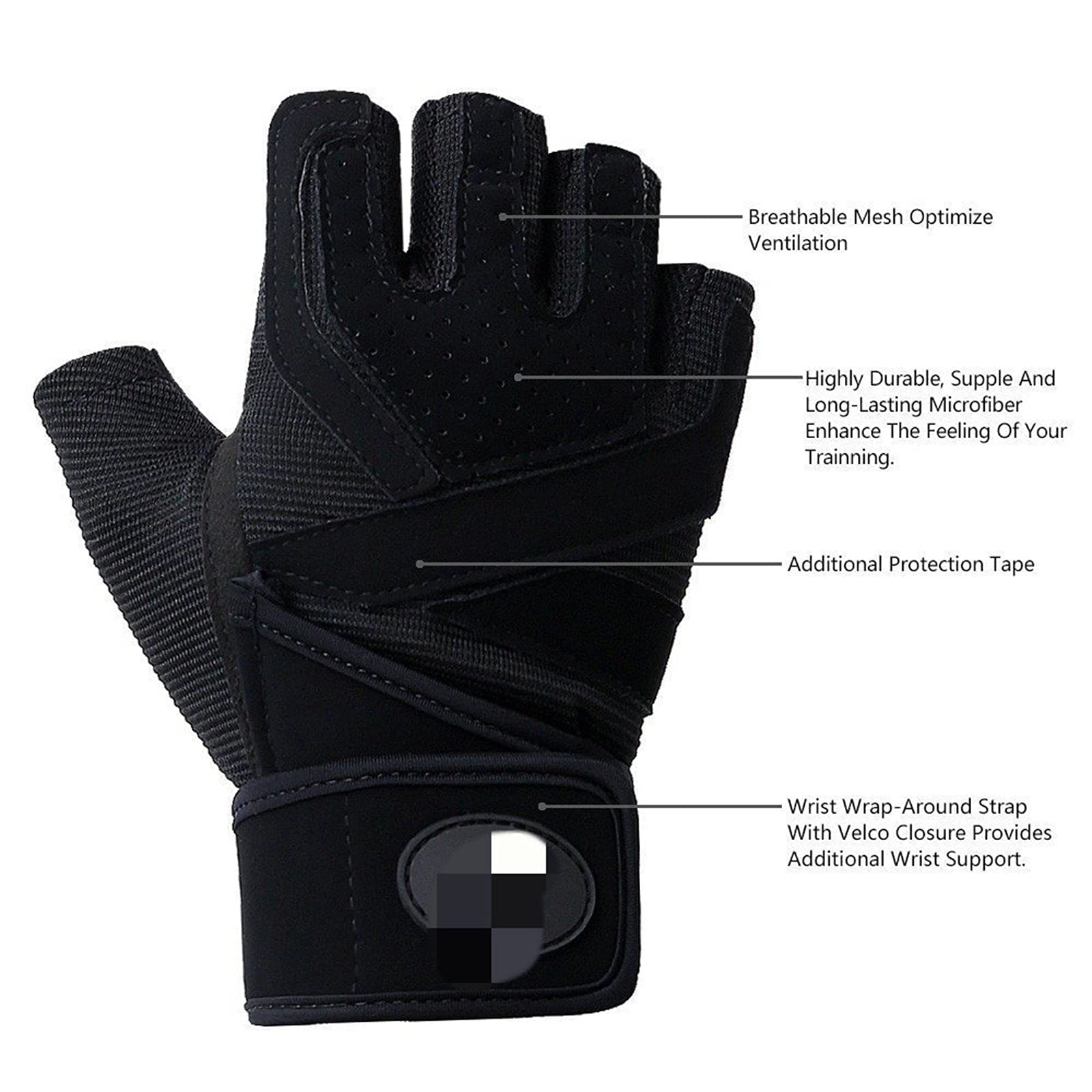 Guanti da guida senza dita, guanti sportivi, guanti mezze dita, guanti fitness for allenamento in palestra Guanti for sollevamento pesi for uomini e donne con supporto for il polso e protezione comple