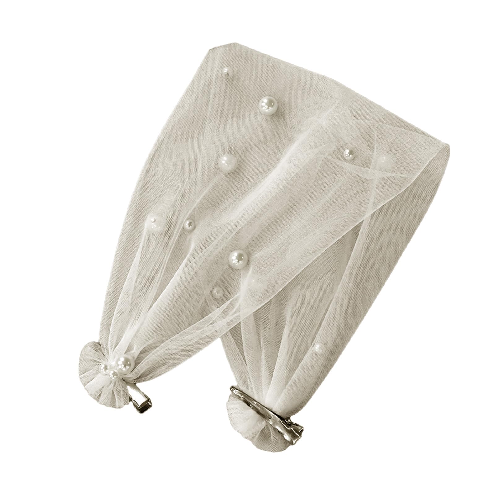 MICFENY Classical Fascinator Styles Pearls Hairband Studded Sheer Formal Event Daily Use