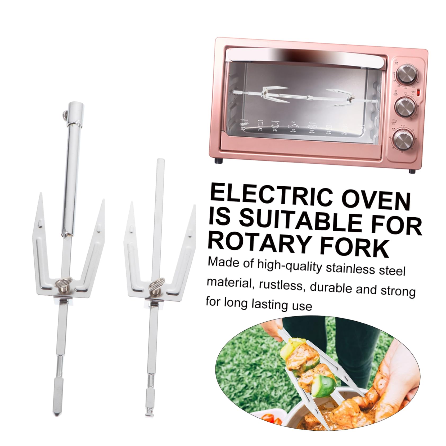 MAGICLULU 2pezzi Forchetta Grill Rotante Professionale Acciaio Inossidabile Per Bbq e Arrosti Utensile Da Cucina Pratico e Facile Da Usare Per e Pollame Per Ristoranti e Uso Domestico