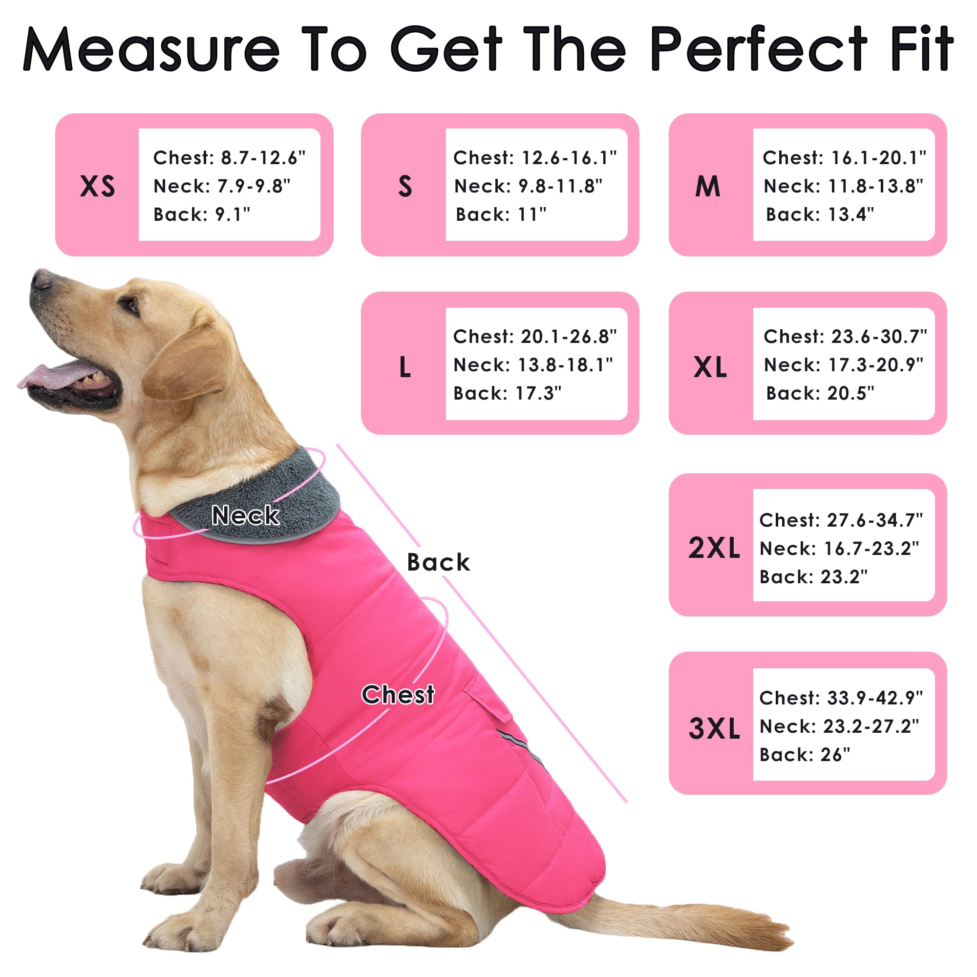 Petglad Cappottino per cani, giacca invernale impermeabile con tasca, riflettente regolabile, gilet da neve per animali domestici, caldo e accogliente maglione in pile per cani di taglia piccola