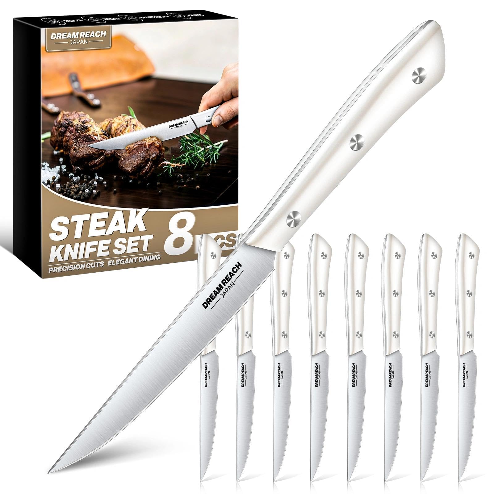 Dream Reach Steakmesser Set 8-Teilig, Extra Scharfes Steakbe