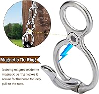 Vista 5 de Anillo de amarre para caballo, suministros seguros para caballos, anillo de corbata de manera humana, anillo magnético para atar y retraer, ayuda a