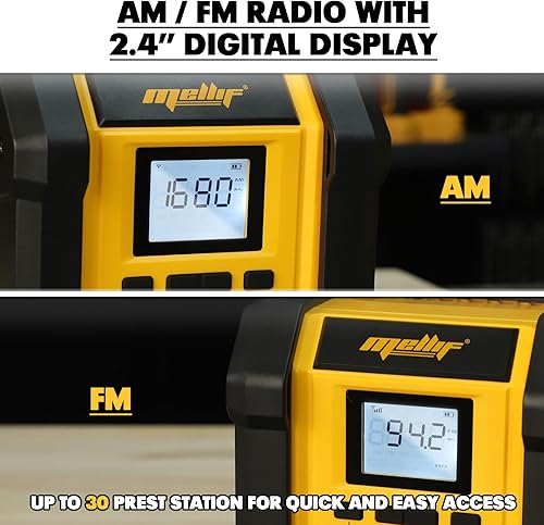 Miniatura 7 de Mellif - Altavoz de radio de trabajo, compatible con batería DeWalt 20V MAX, estéreo inalámbrico portátil impermeable IPX54, recepción de señal