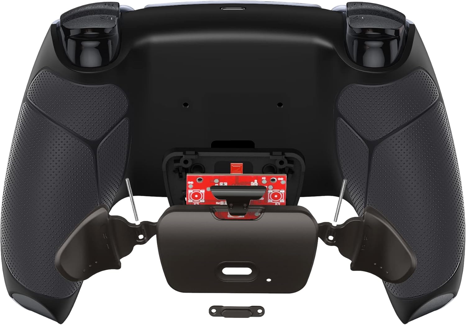 eXtremeRate Black Real Metal Buttons RMB Rise V3 Remap Kit for PS5 Controller BDM-030 040 050, Rubberized Grip Bottom Shell Upgraded Programable Back Buttons Set for PS5 Controller - NO Controller