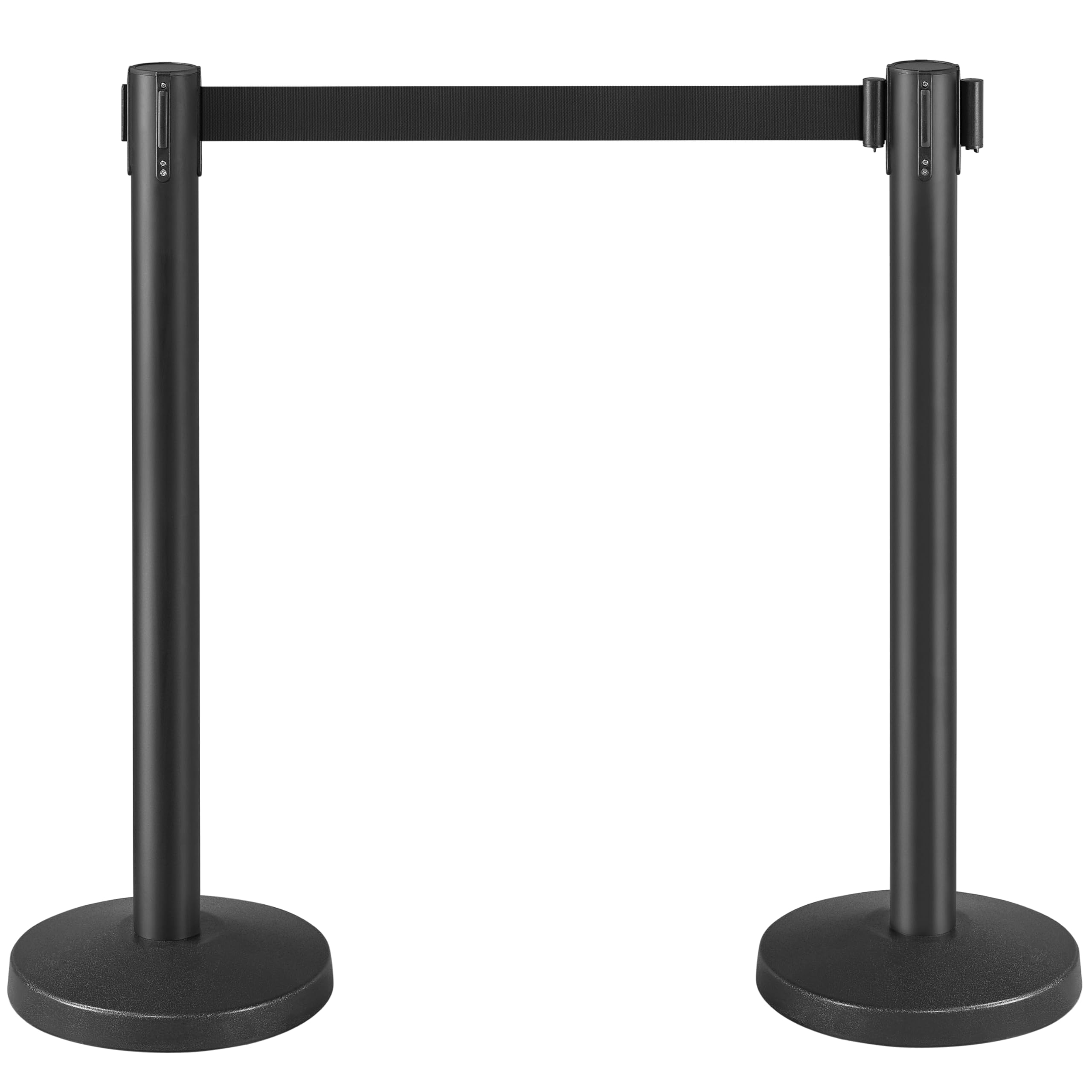 Set di Barriere Retrattile con Nastro Estensibile di 2 Metri Paletti Delimitazione Nastro di Sicurezza in Ferro Paletti Delimitazione Colonnie Segnapercorso Nero