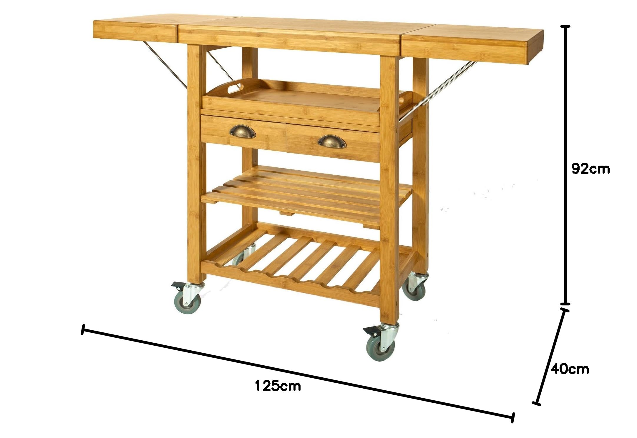 Carrello Cucina In Bambù Sogesfurniture - 3 Ripiani, Multiuso Con Ruote - Foto 10