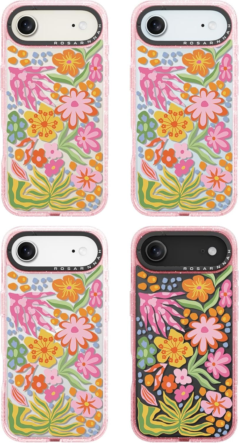 for iPhone Air Case Cute - Durable Shockproof 6.6 ft Drop Impact Phone Case - Funny Passion Flower Design (6.5") Glitter Pink - Image 8