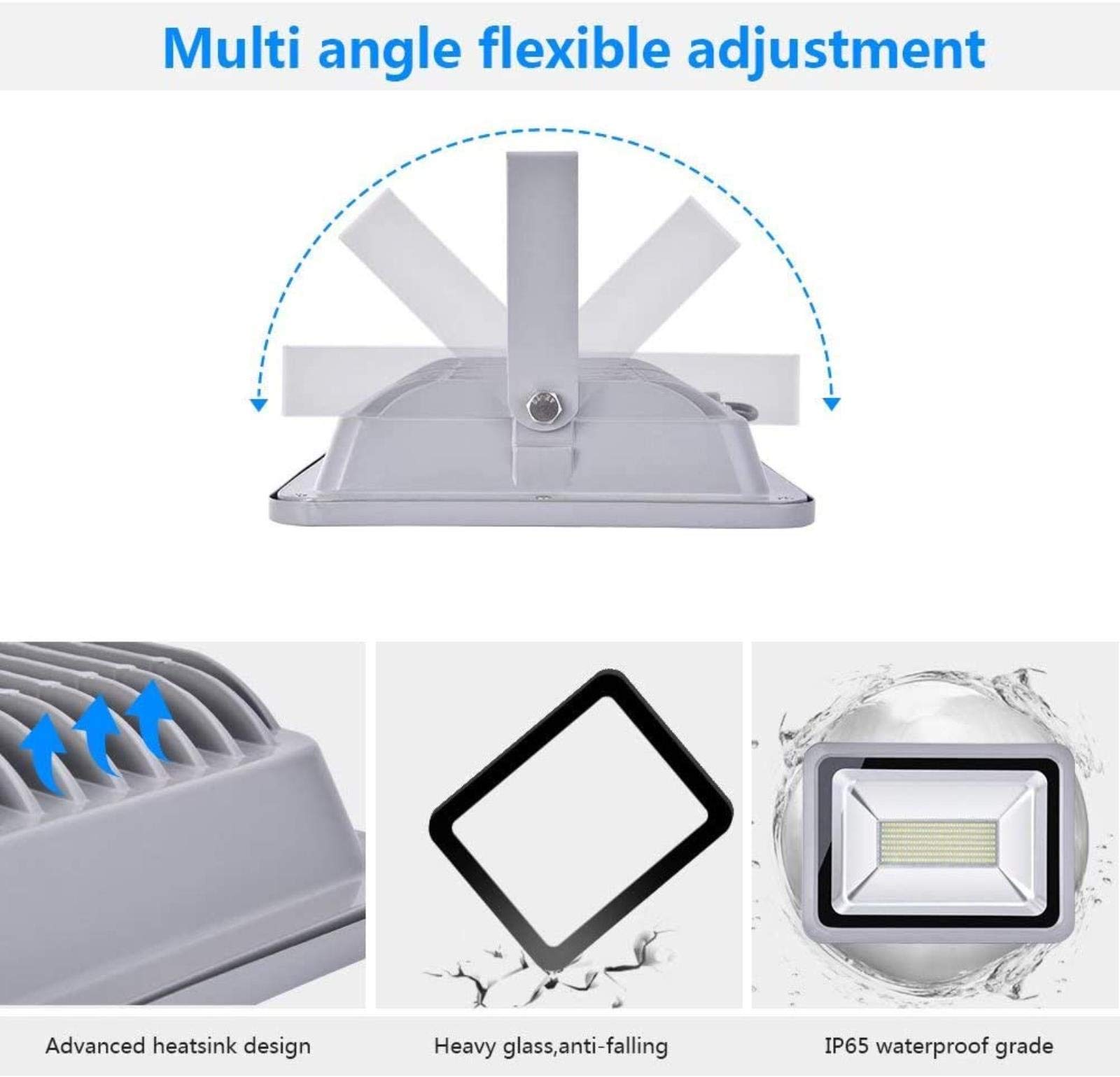 Luces de inundación solares Reflector LED para Exteriores, 1000W Foco LED Blanco frío, 6000 6500K, Ip65 Luz de Pared Impermeable para Exteriores para jardín, Garaje