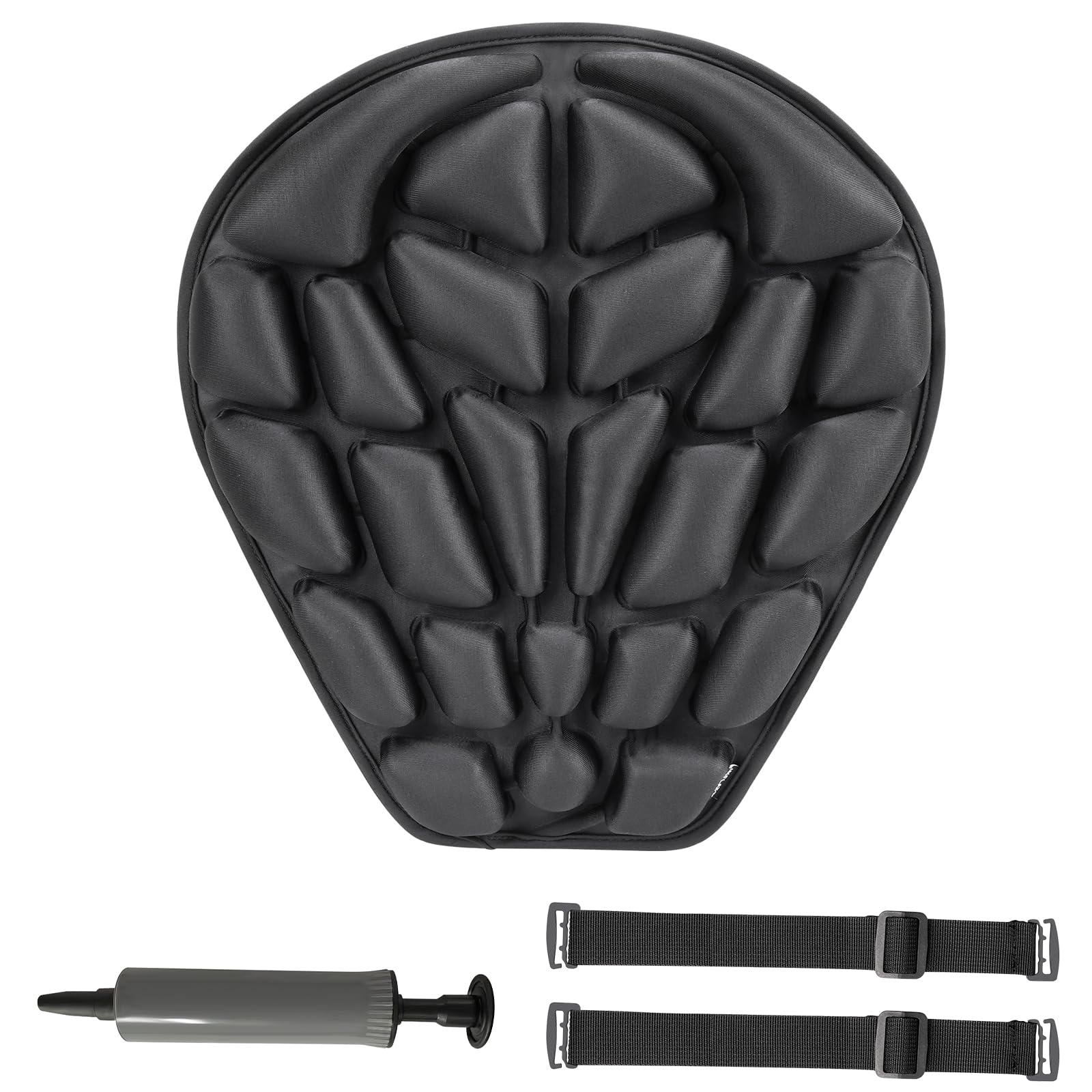 Motorcycle Seat Cushion Inflatable Pad, Pressure Relief Ride Motorcycle Air Cushion Cover Large for Cruiser Touring Saddles Compatible with Harley Davidson Motorcycle (Standard-Black)