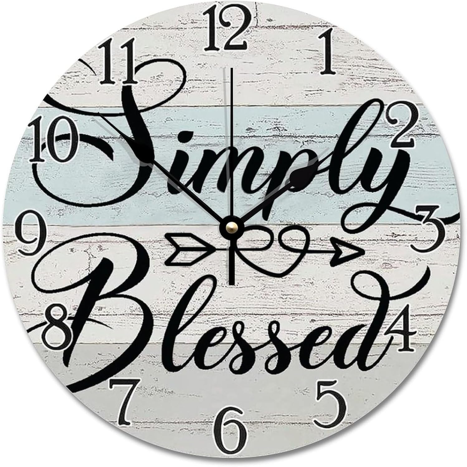 Simply Blessed Clock Christian Jesus Quote 12 Inch Wall Clocks Battery Operated Silent Non-Ticking Bible Verse Home Decor Wall Decor for Living Room Kitchen Bedroom Bathroom