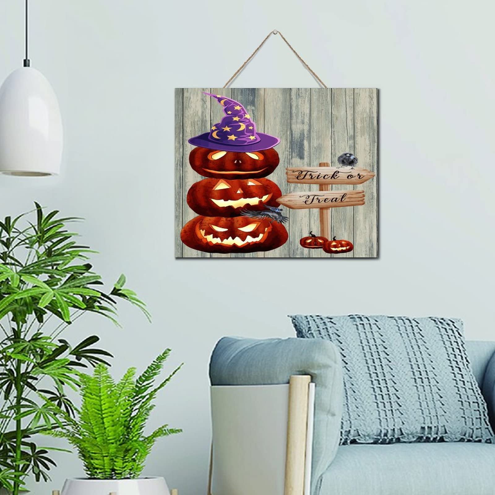 Décoration murale Halloween en bois pour porche et table festive