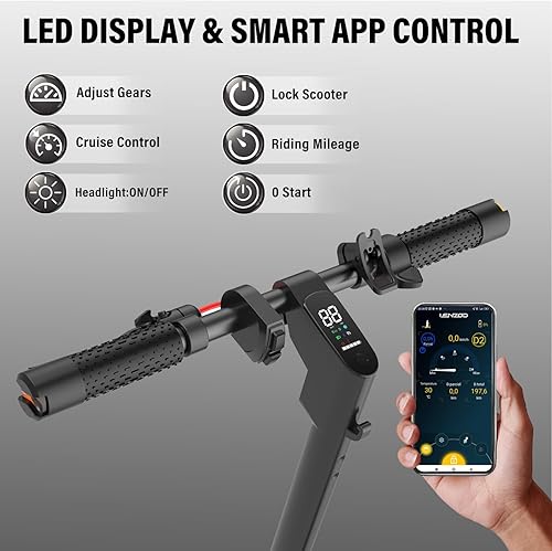 Miniatura 4 de Navitoo Patinete eléctrico para adultos, motor de 350 W, velocidad máxima de 19 MPH, alcance máximo de 19 millas, neumáticos sólidos de 10 pulgadas,