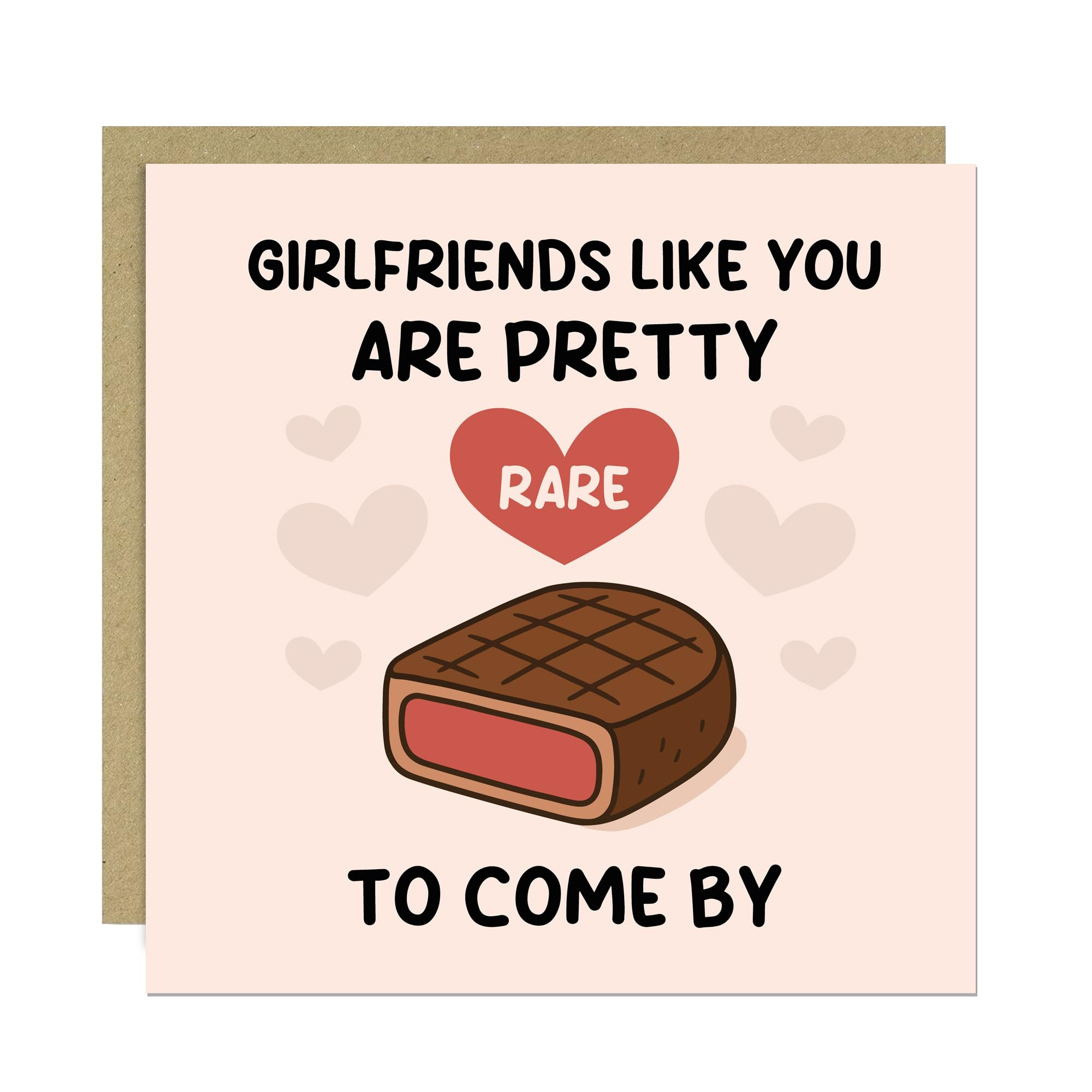 RED OCEAN Funny Card For Girlfriend, 'Pretty Rare' Anniversary Valentines Cards, Birthday Card For Girlfriend Couple, 145x145mm With Kraft Envelope, Girlfriends Greetings Cards From Boyfriend