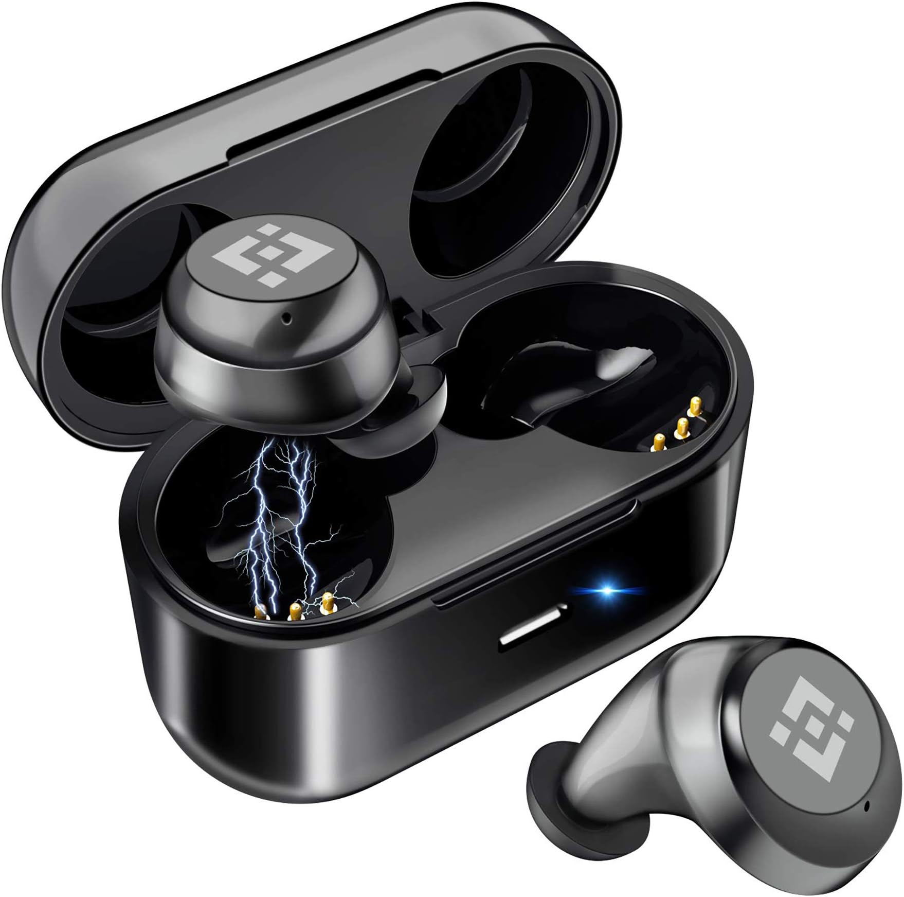 Wireless Earbuds ใUpgraded Graphene 3D Stereo Soundใ Bluetooth 5.0 with 28Hr Play Time Noise Cancelling HonShoop Lightweight Bluetooth Headphones Built-in Mic (Black)(Matte Black) (Matte Black)
