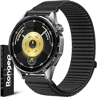 Rongep Huawei ile Uyumlu Mountain Loop 22mm Kordon GT6/GT6 Pro/GT5/GT5 Pro/GT4/GT3/GT3 Pro/GT2/GT2 Pro 46mm için Terleme Karşıtı GT6 Kordon Metalik Bağlantılı 1.Sınıf Dokuma Kumaş GT6 Kayış
