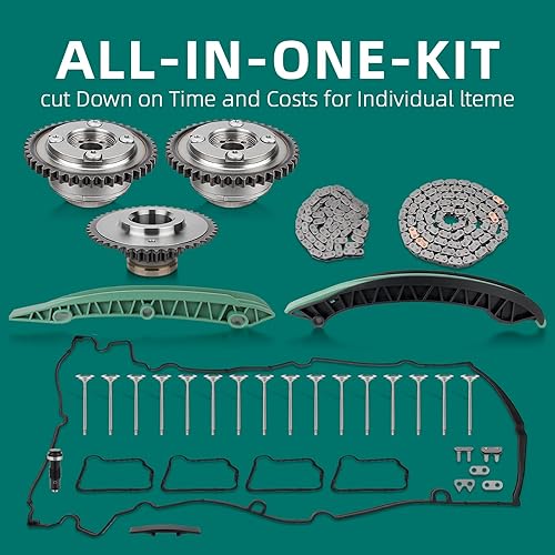 Miniatura 4 de AUTOKAY Kit de cadena de distribución Engranajes de árbol de levas Válvulas de escape de admisión de reemplazo para Mercedes M271 W212