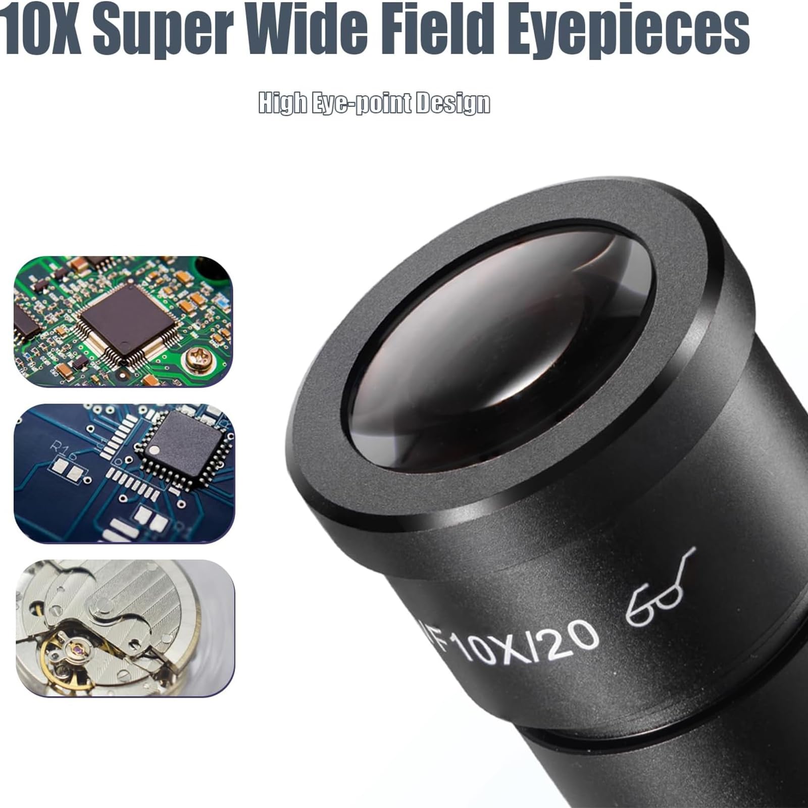 Microscopio estéreo LED con oculares 10X, lente objetivo 0.8X, aumento 8X y distancia de trabajo de 145 mm para inspección de joyas y gemas