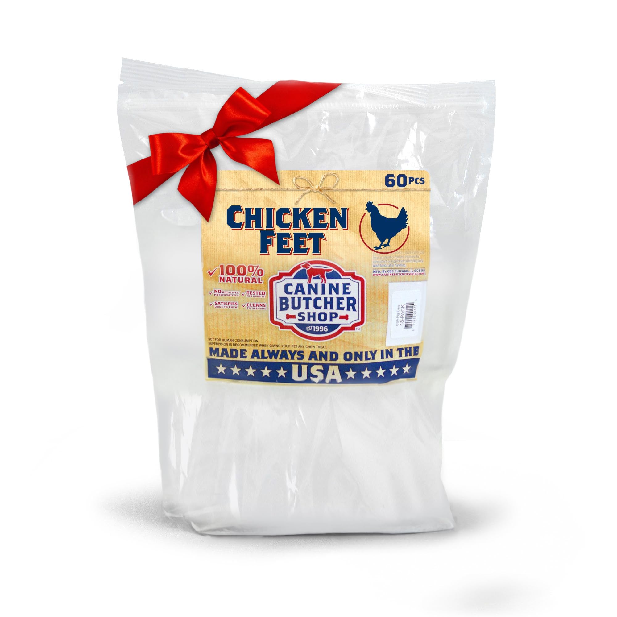 All Natural USA Chicken Legs for Dogs - 60 Pieces - Various Sizes