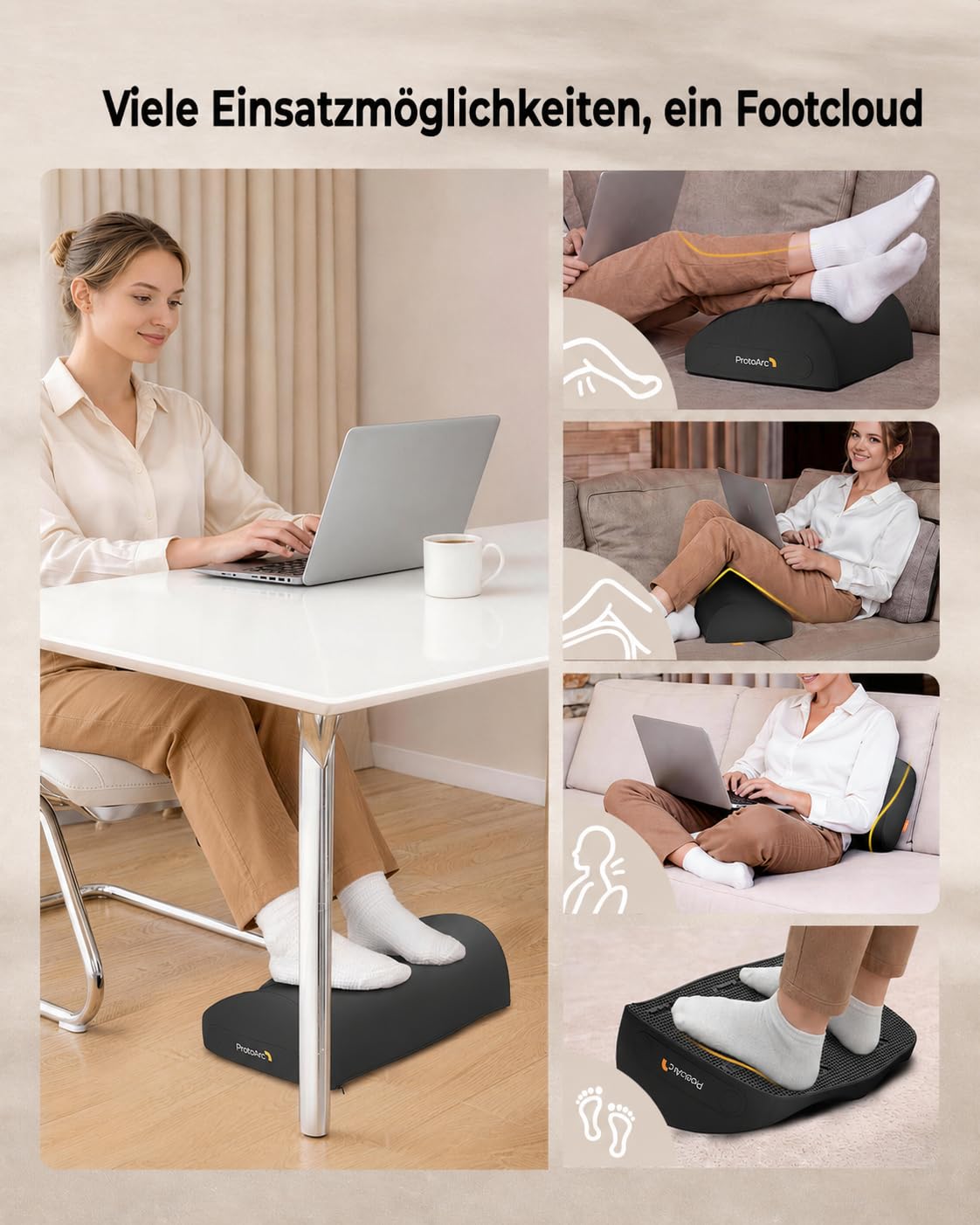 ProtoArc Fussstütze Unterm Schreibtisch Ergonomische mit Massagenoppen
