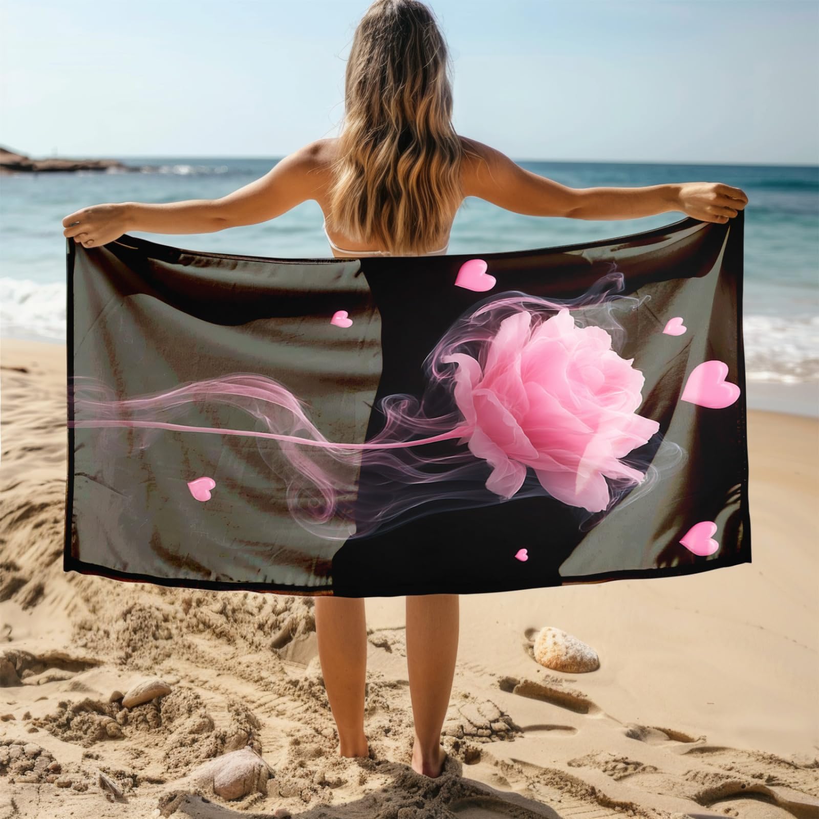 Générique Serviette de Plage 90X180 Bouquet Rose
