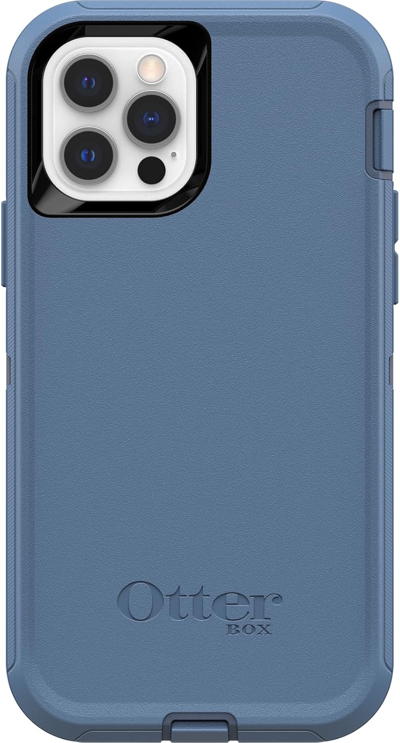 OtterBox Defender Series Screenless Edition Case for iPhone 12 & iPhone 12 Pro (Only) - Holster Clip Included - Non-Retail Packaging - Baby Blue Jeans (Blue)