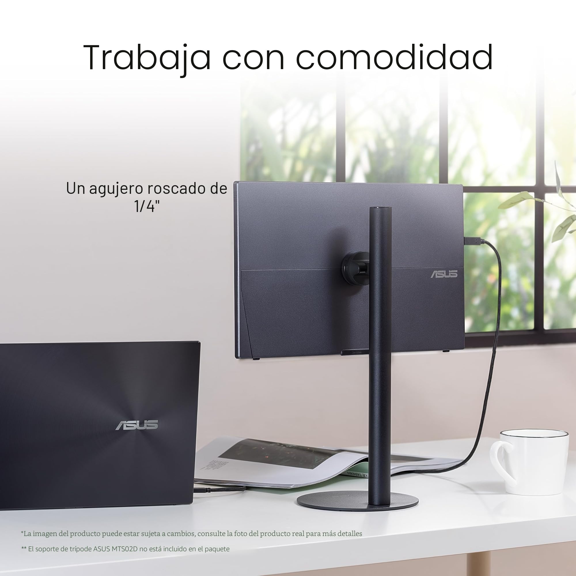 ASUS ZenScreen MB16AHV - Monitor portátil IPS FullHD de 15,6" | HDMI, USB Type-C, filtro de luz azul, superficie antirreflejos, tratamiento antibacteriano