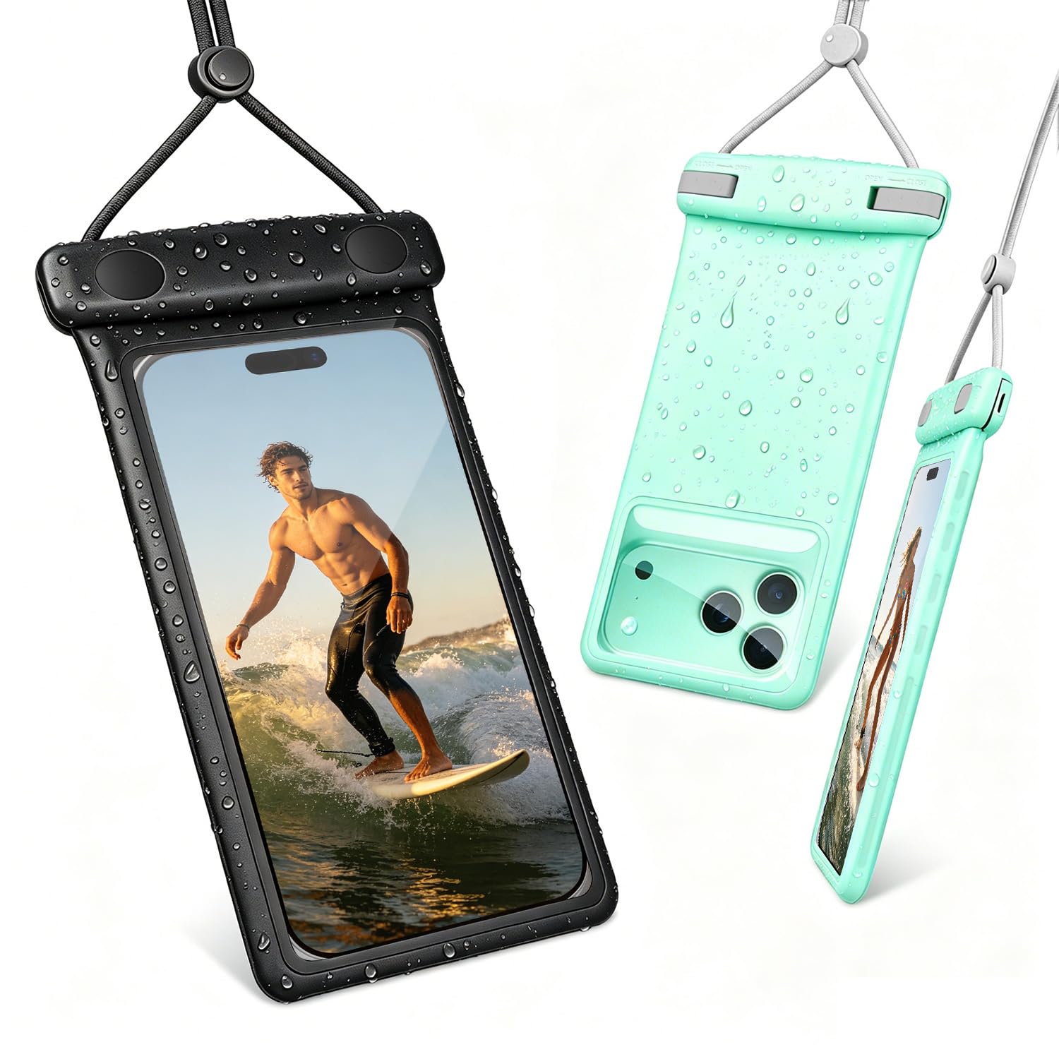 wellhouse Waterproof Phone Pouch, Waterproof Phone Case for iPhone17 16 15 14 Pro Max XS Samsung, IPX8 3D Cellphone Dry Bag Beach Essentials -2 Pack -