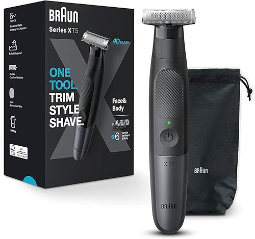 Braun Serie XT5100 - Cortadora de barba afeitadora y maquinilla de afeitar eléctrica para hombres kit de aseo corporal para capeo manual una hoja