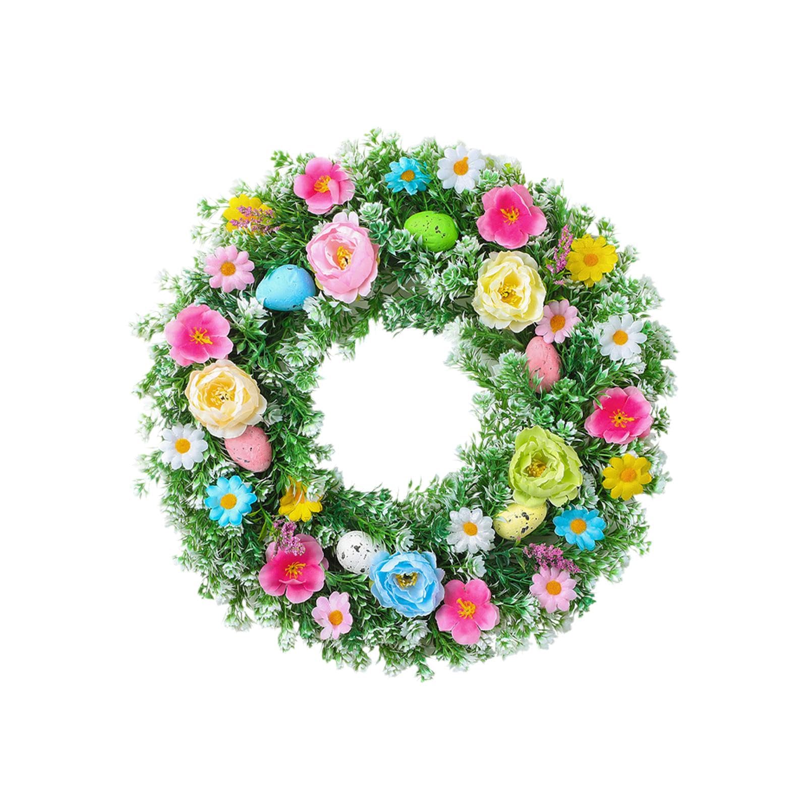 Osterkranz Türkranz Kunstblumen Dekorative Eier mit Blättern Schaumstoff Und Stoff Künstlerisch für Atmosphäre für Geschenk Fenster, 45cm