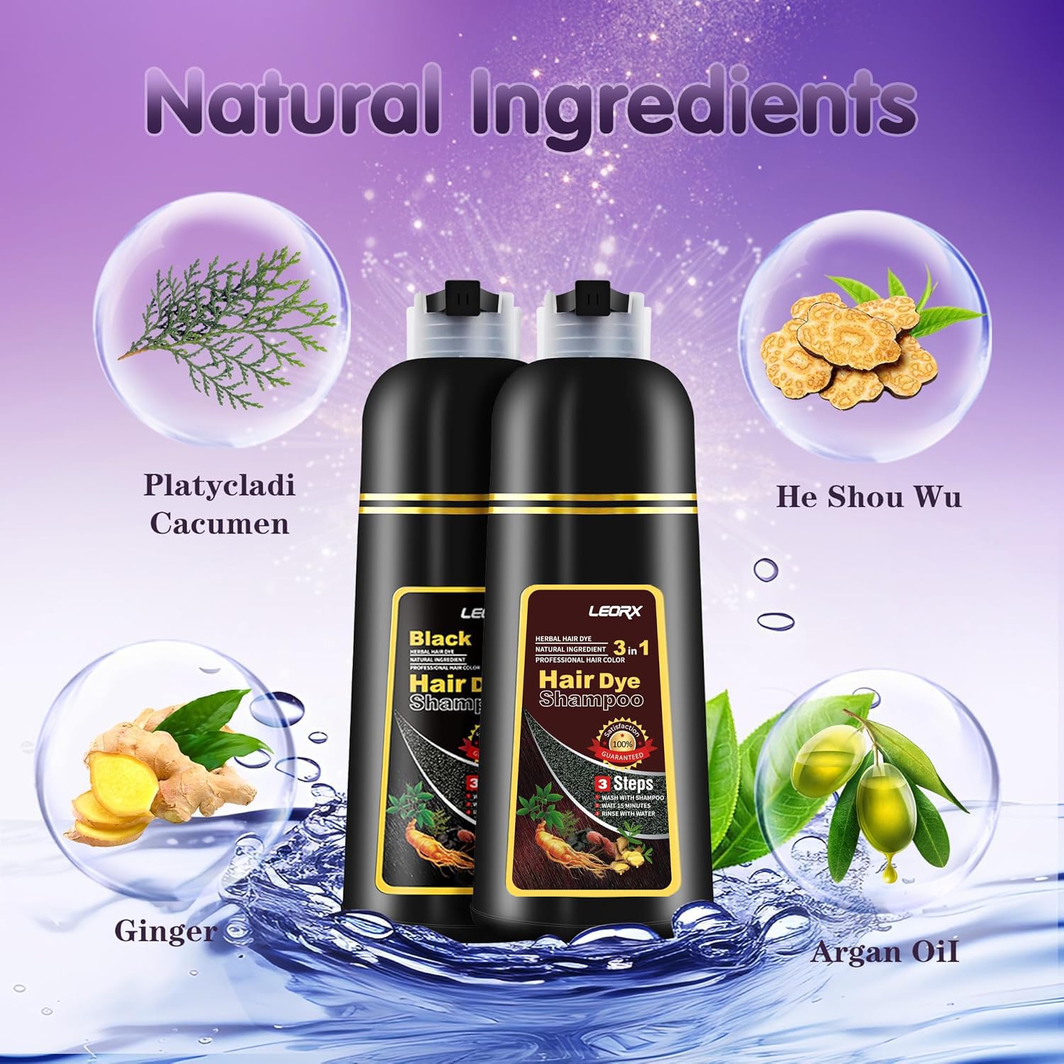 Amazon.com : Leorx 3 In 1 Brown Hair Dye Shampoo, Color For