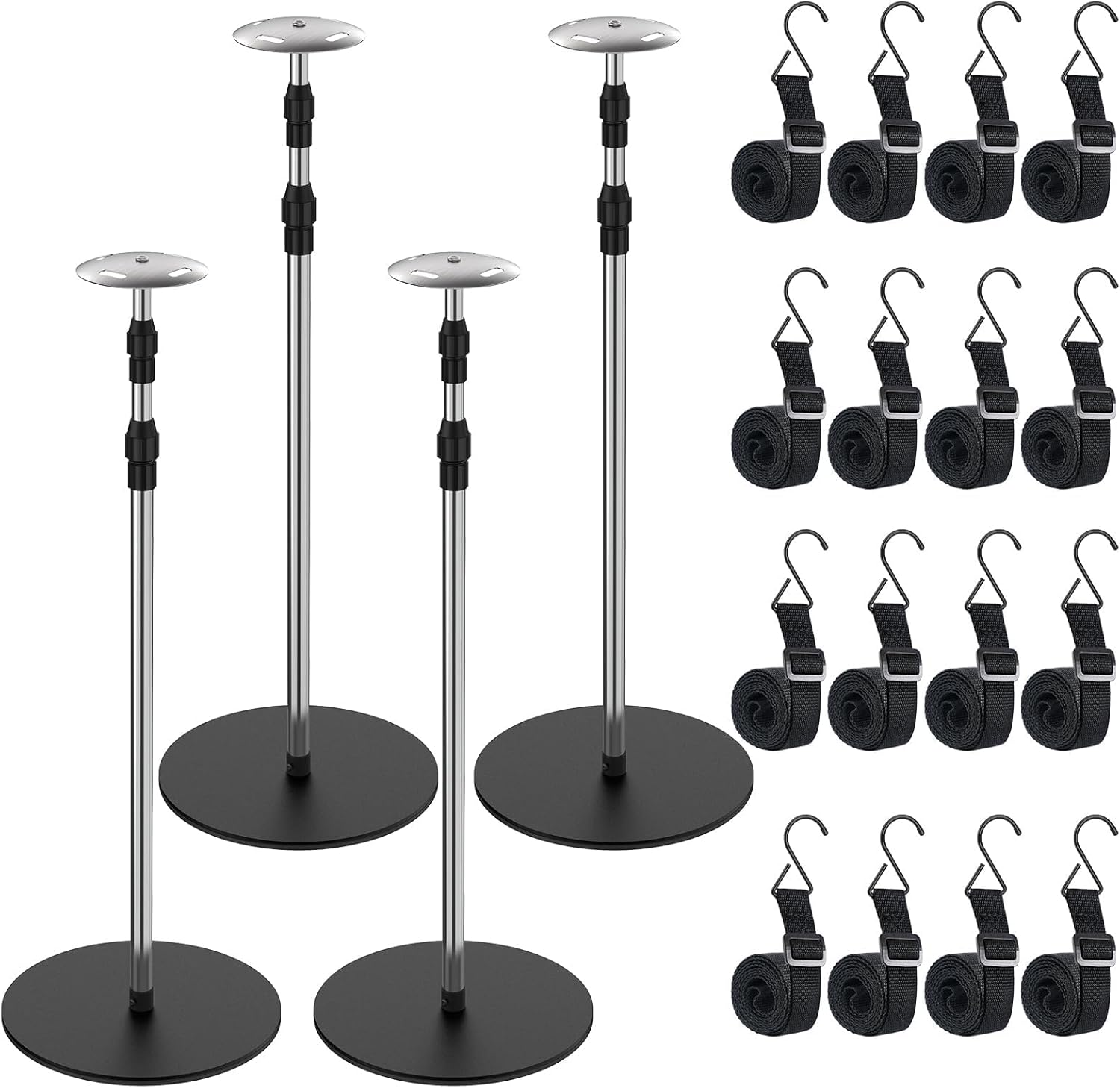 Boat Cover Support Poles 4 Pack, Stainless Steel Pontoon Boat Cover Support Poles System Adjustable 30.7"-71", Heavy-Duty 3.75 lb Metal Base Boat Tarp Accessories for V Hull, Jon