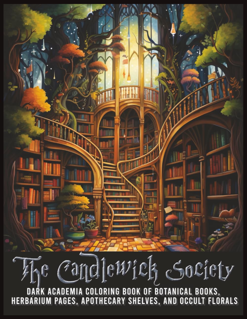 The Candlewick Society: Dark Academia Coloring Book Of Botanical Books, Herbarium Pages, Apothecary Shelves, And Occult Florals