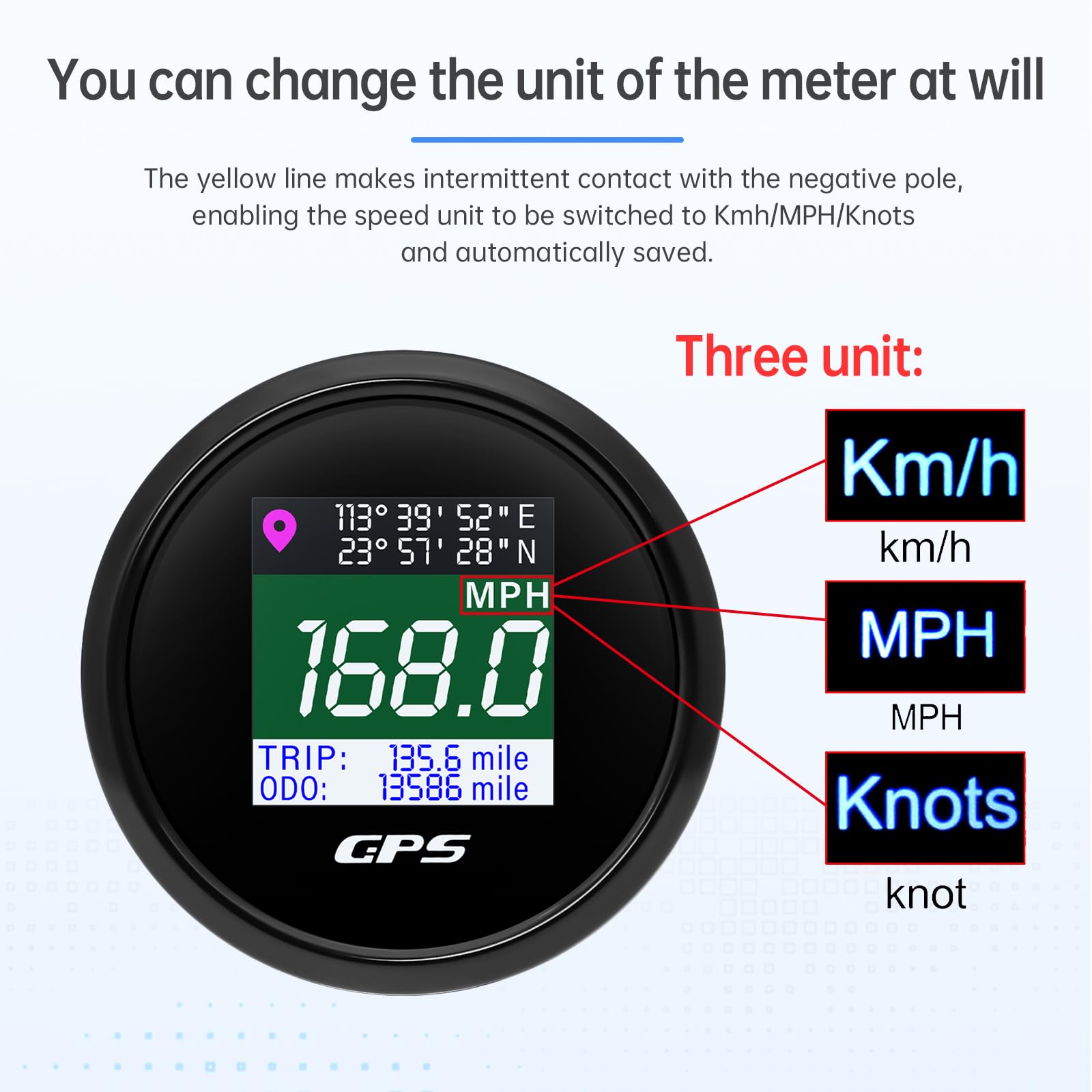 52 mm GPS tachimetro digitale impermeabile barca Km/h mph nodo antenna GPS regolabile 9-32 V fit auto camion moto marina