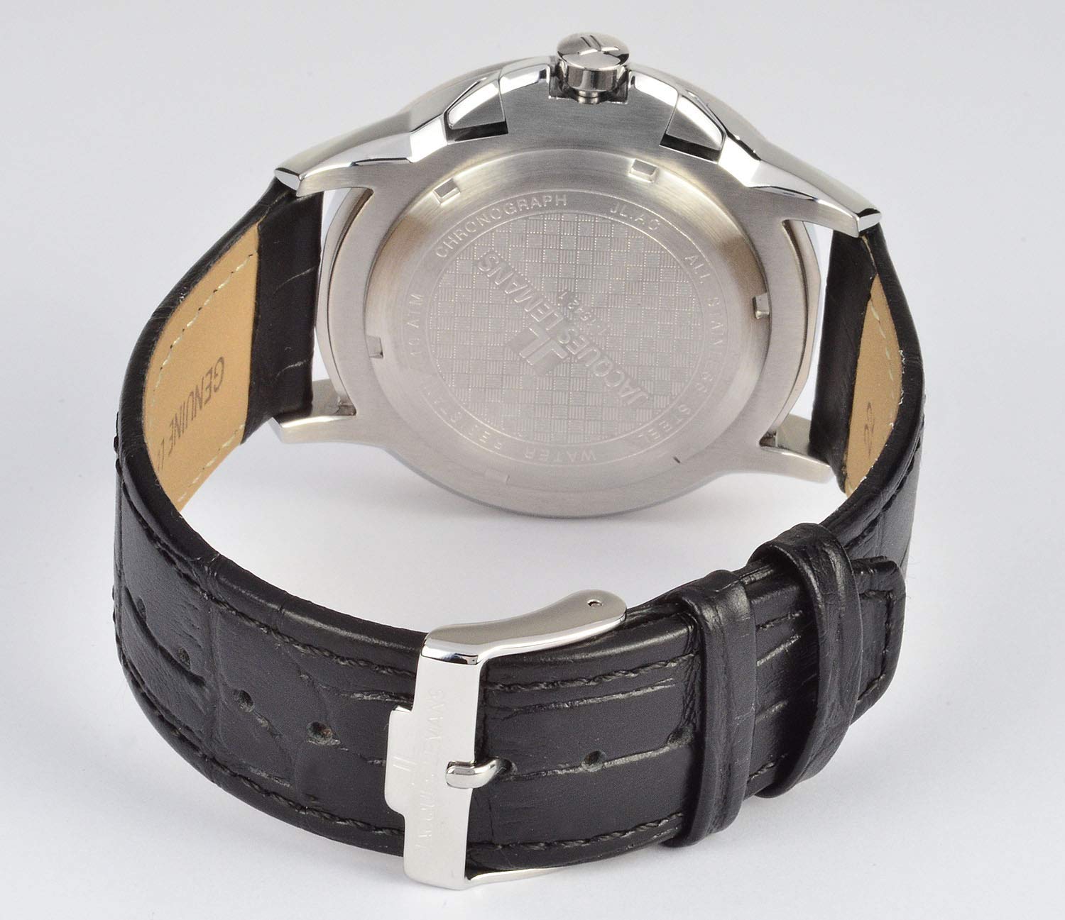 JACQUES LEMANS Herrenuhr Sydney Lederarmband massiv Edelstahl Chronograph 1-1542N
