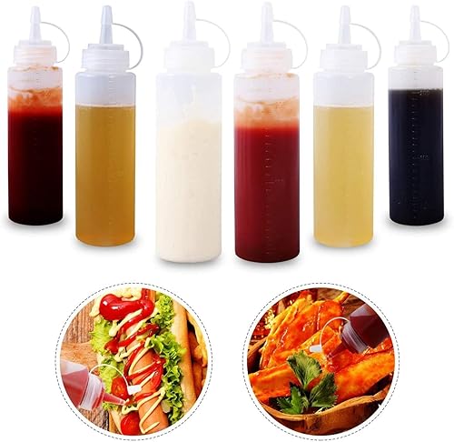 Miniatura 7 de UNNIC 15 botellas de plástico de 81fl oz y 8 onzas botellas de plástico con tapa de tornillo botella de exprimir salsa botella de exprimir