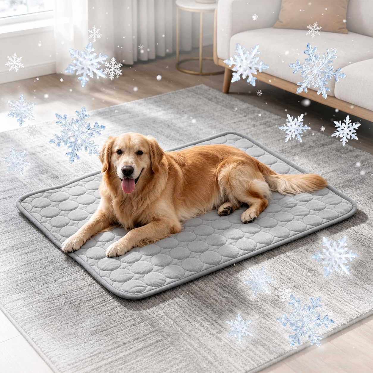 vokkrv Kovah Cooling Mat, Kovah Dog Cooling Mat, Cat Cooling Mat, 3D Mesh Structure Ice Silk Summer Cool Mat, Easy to Clean, Suitable for Indoor, Outdoor，Gray：XL