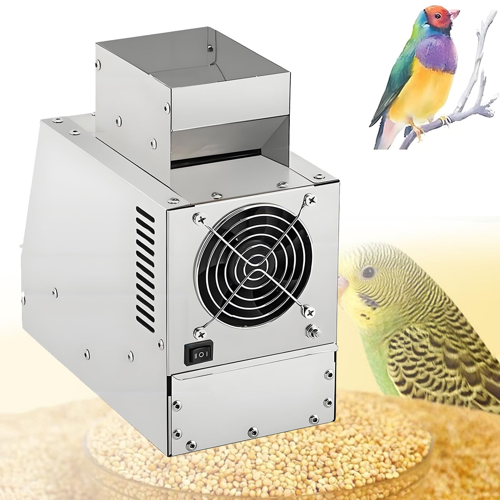 KJZQXYX Bird Feed Shell Blowing Machine,Electric Cereals Blown Shell Splitter, Birds Feed Wind Sheller,2 Speed Adjustable Fan,for Farm