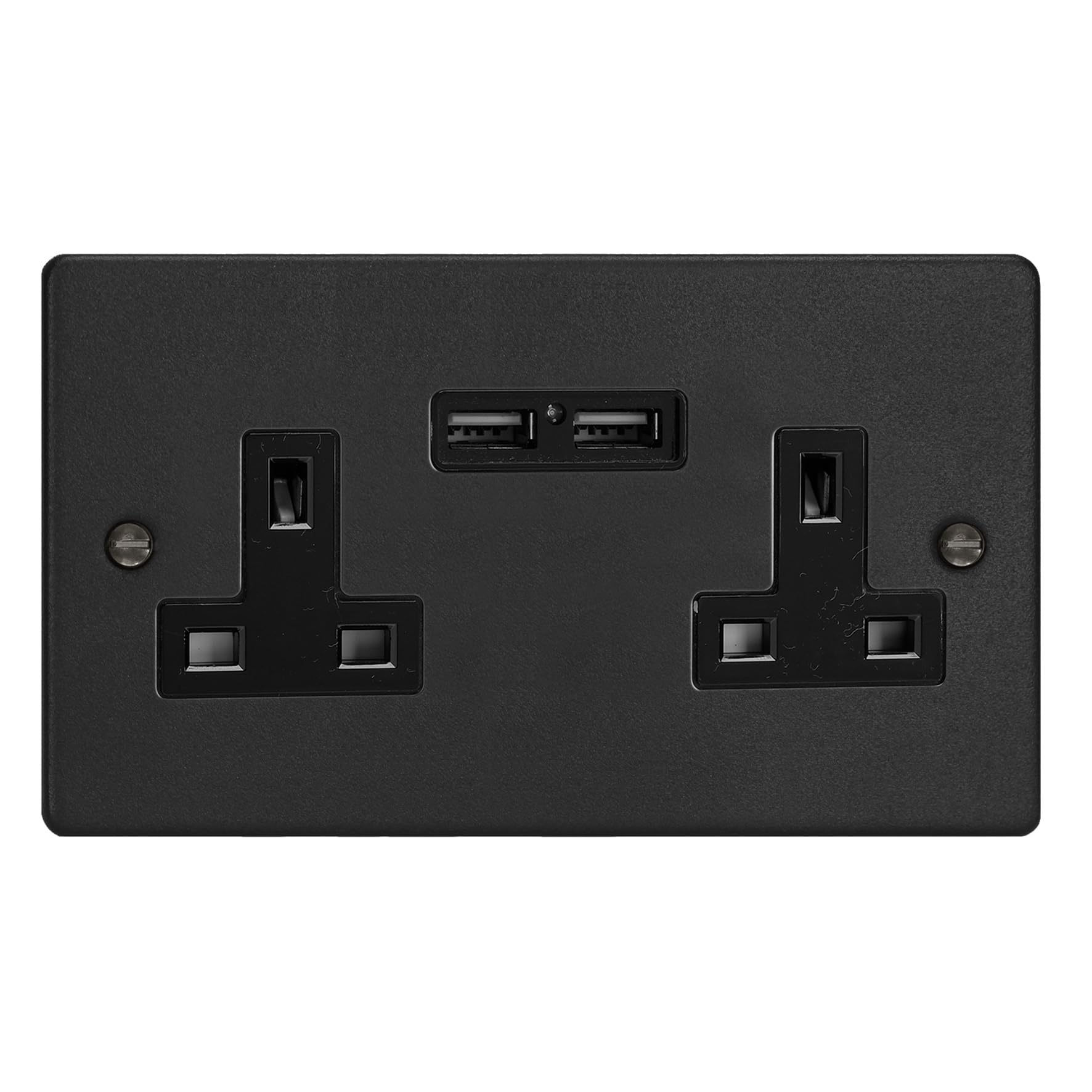 Varilight Matt Black 2-Gang 13A Unswitched Socket + 2X5v De 2100Ma Usb Charging Ports