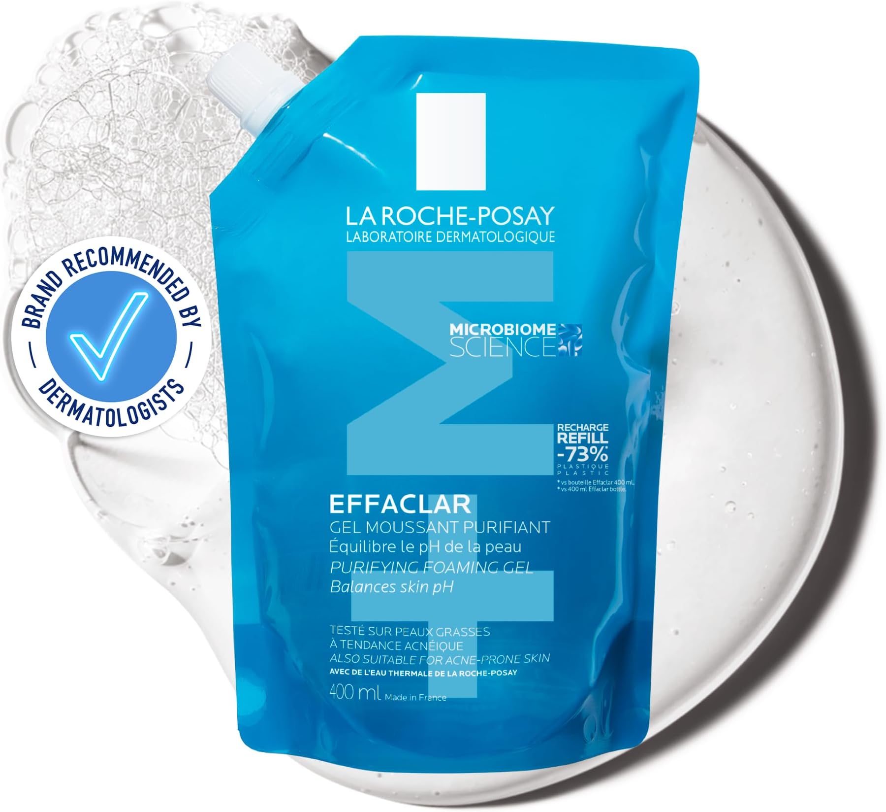 La Roche-Posay Effaclar Purifying Foaming Gel Cleanser: Anti-Breakout Facial Cleanser 400ml Refill Pouch