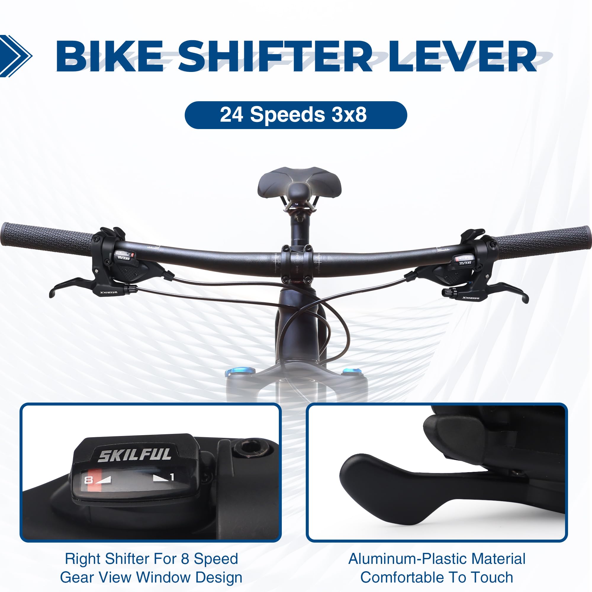 ZUKKA 1 paio di leve del cambio per bicicletta 3 x 8 24 marce, leva del cambio per mountain bike, bici da corsa, MTB, BMX, nero