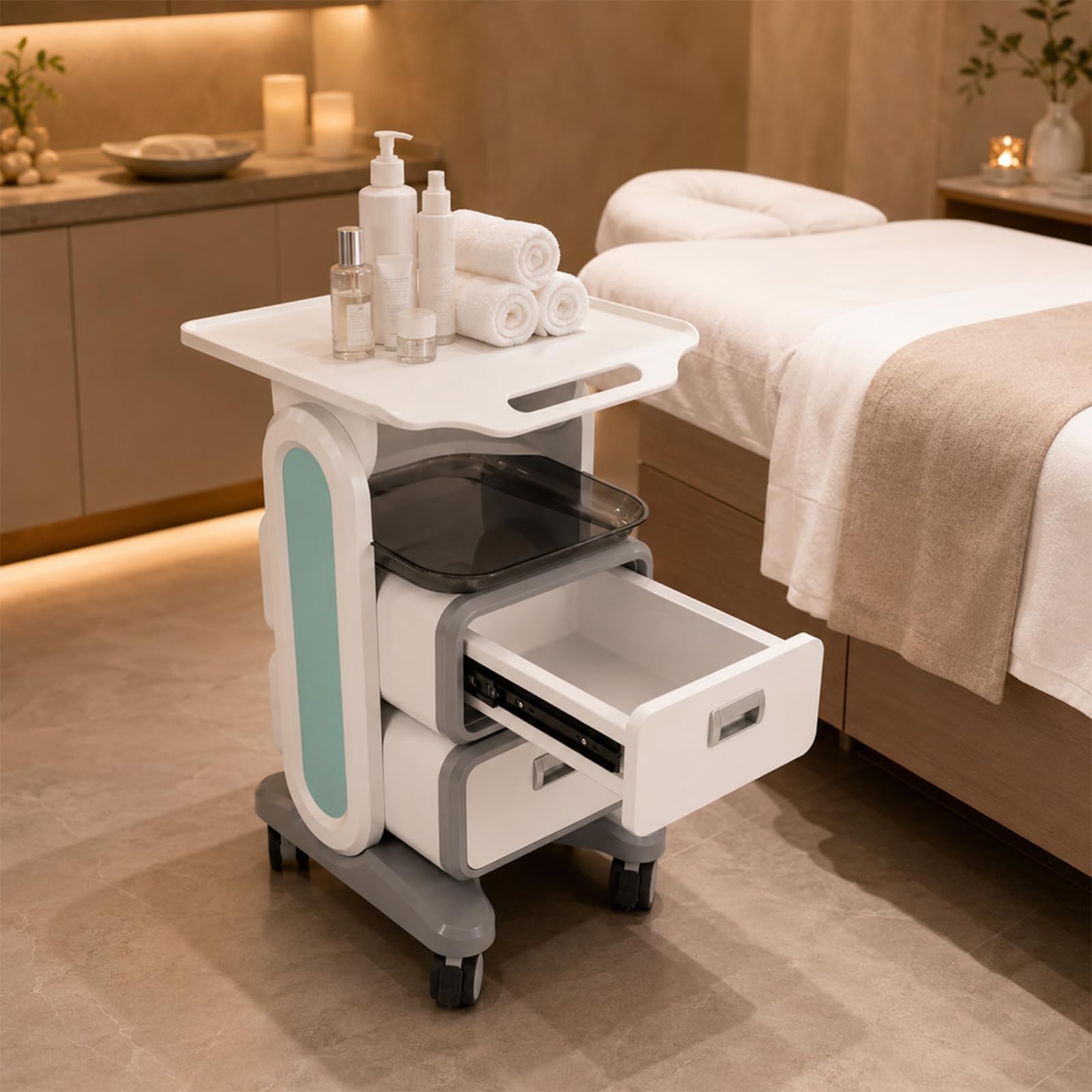 Carrello medico 2 cassetti 60 kg ABS bianco