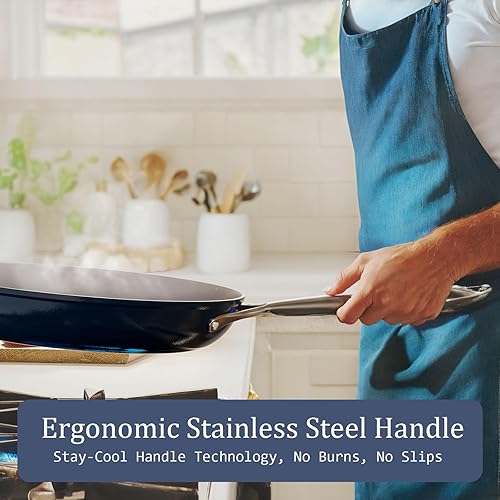 Miniatura 9 de Sartén antiadherente de cerámica de 8 pulgadas para todas las estufas, sin PTFEPFOAPFAS, distribución uniforme del calor apta para horno hasta 500