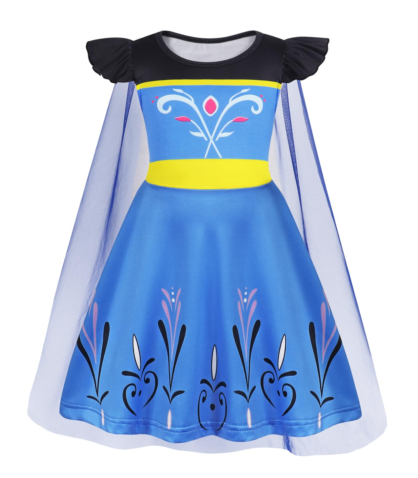 AmzBarley Princess Costume Kids Halloween Dress Up for Girls Toddler Outfit Birthday Party Clothes with Cape 1-10 Years — view 12