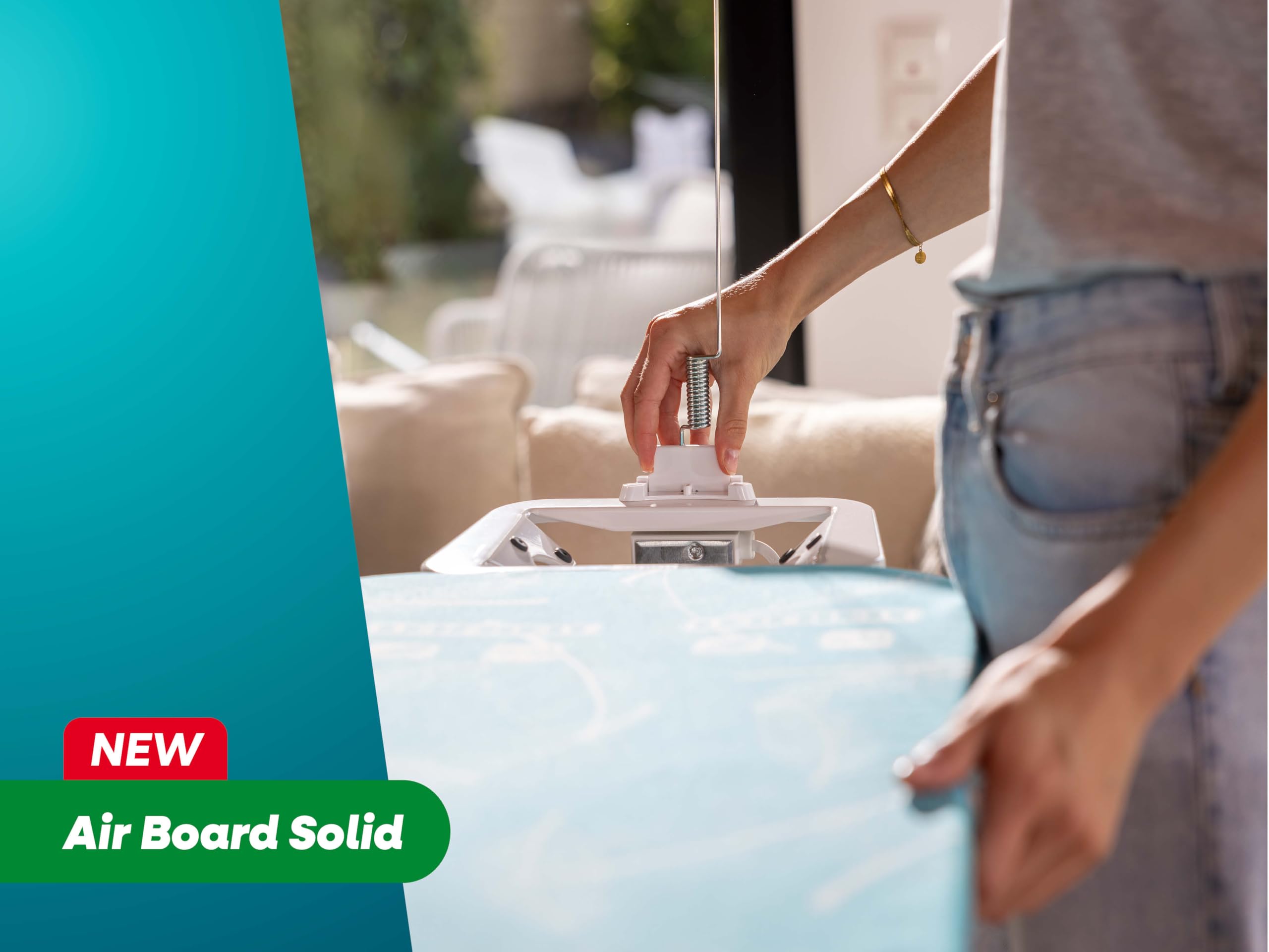 Leifheit Tabla de Planchar Air Board M Solid, Thermo Reflect | Superficie 120 x 38 cm, altura regulable hasta 100 cm, ultraligera, bandeja fija, ideal para plancha de vapor