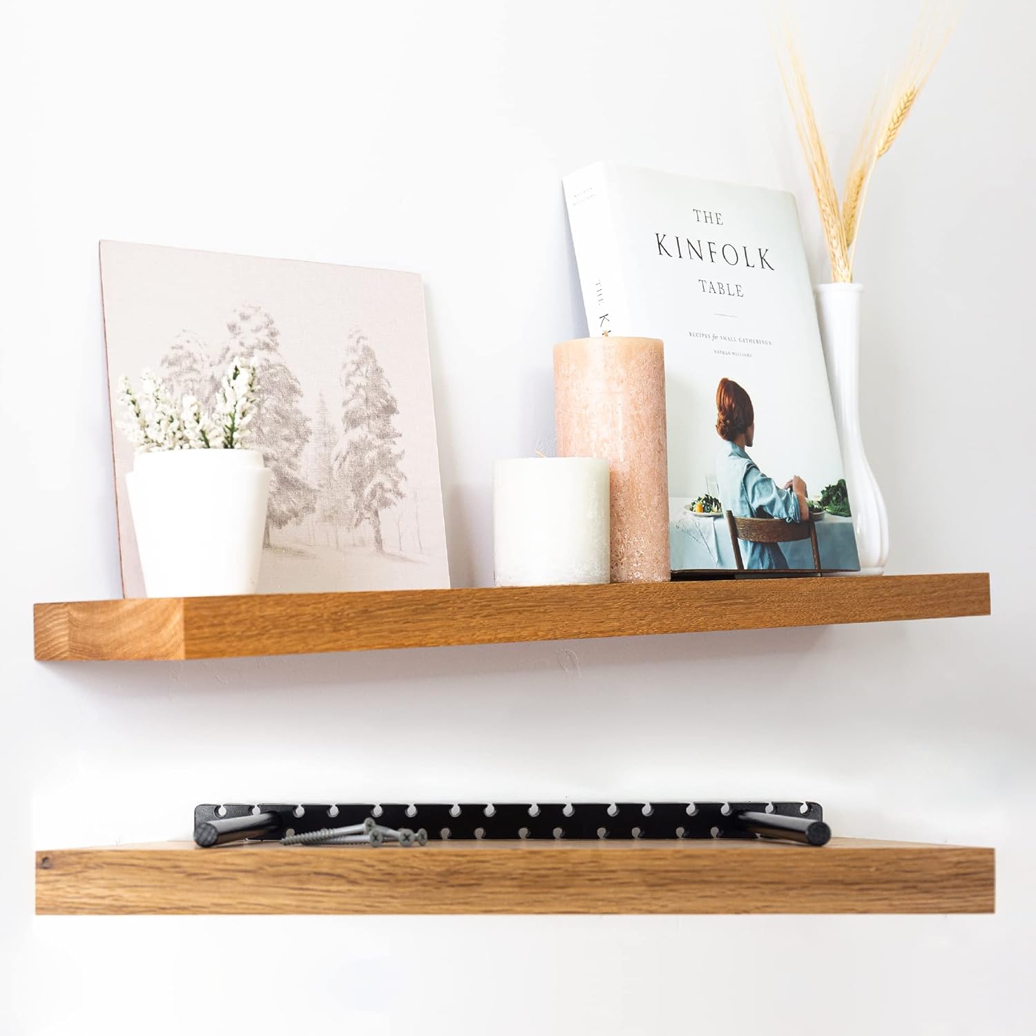 UltraShelf Solid Wood Floating Shelf for Wall Decor, White Oak, 30" Long x 8" Deep