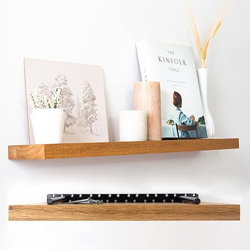 UltraShelf Estante flotante de madera maciza para decoración de pared, roble blanco, 30 pulgadas de largo x 8 pulgadas de profundidad