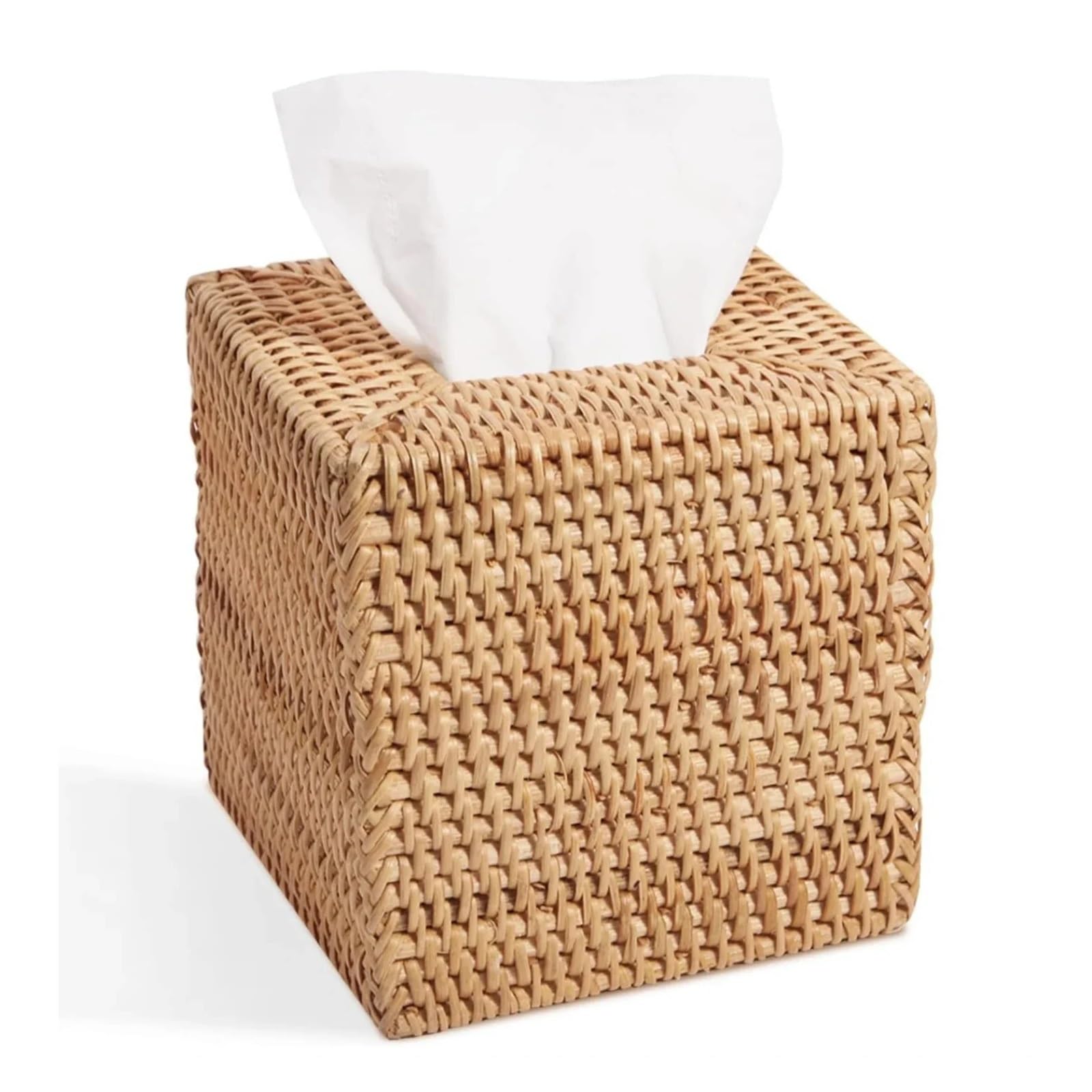 1 pcs 14X14CM Retro Creative Natural Rattan Home Decoration Cube Tissue Storage Box For Home(Brown)