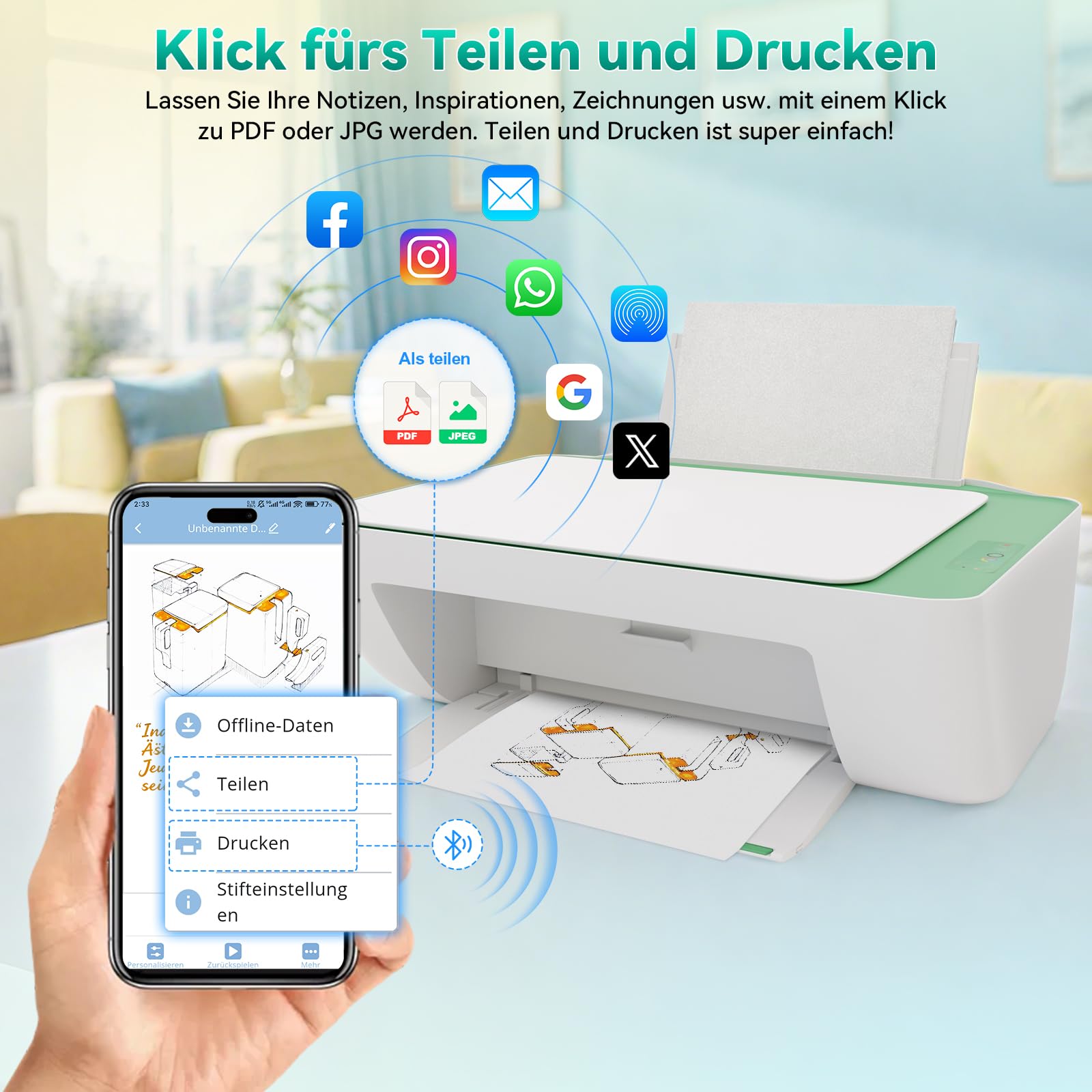 YUAN Digitales Notizbuch Smart Writing Set: Mit Smart-Pen & Notebook Echtzeit‑Sync. und Teilung für Notizen, Zeichnungen & Meetings, mit tragbarem Mini‑Notizbuch und Ersatzminen
