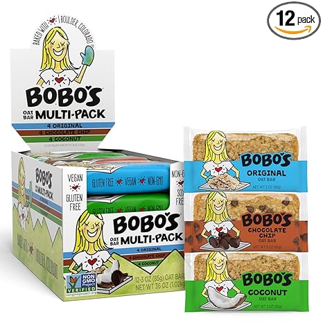 Bobo's Oat Bars, Variety Pack, 3 oz Bar (12 Pack), Gluten Free Whole Grain Snack and Breakfast Bar