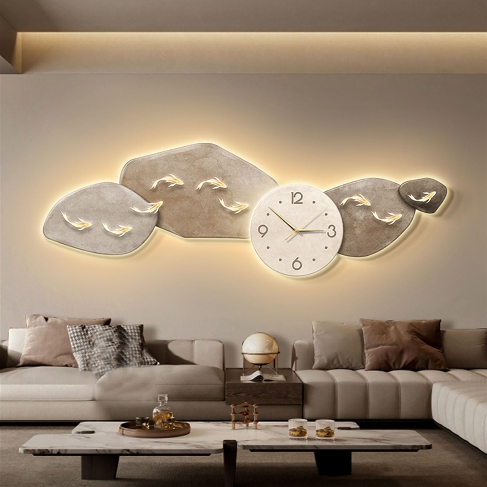 Tempo Decorazione da parete a forma di pesce con orologio silenzioso